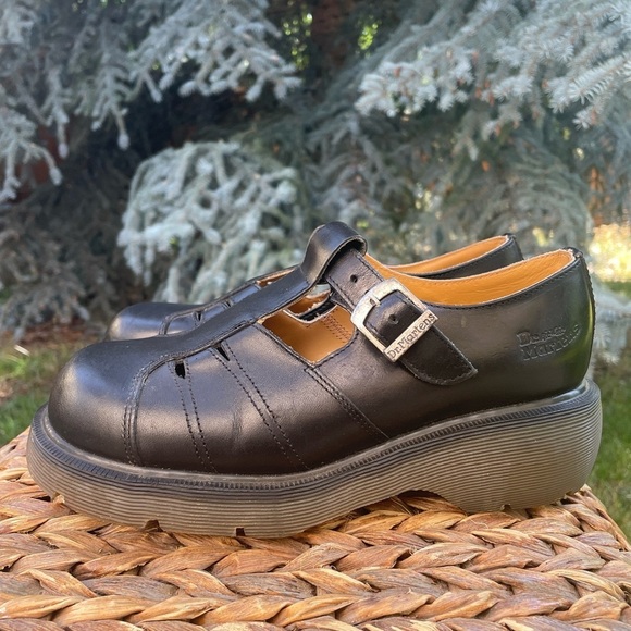 Dr Martens MIE Black Leather 8366 Y2K Chunky T-strap Mary Jane Oxfords Size 7/8 - Picture 12 of 12